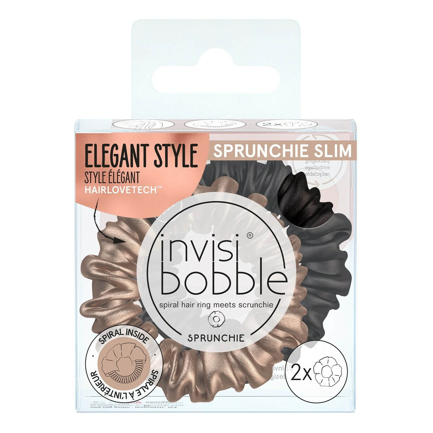 Invisibobble Sprunchie Slim True Golden 1 กล่อง/ 2 เส้น ยางรัดผมเรซิ่นห่อหุ่มผ้าซาตินสุดหรู นำเข้าจากเยอรมัน