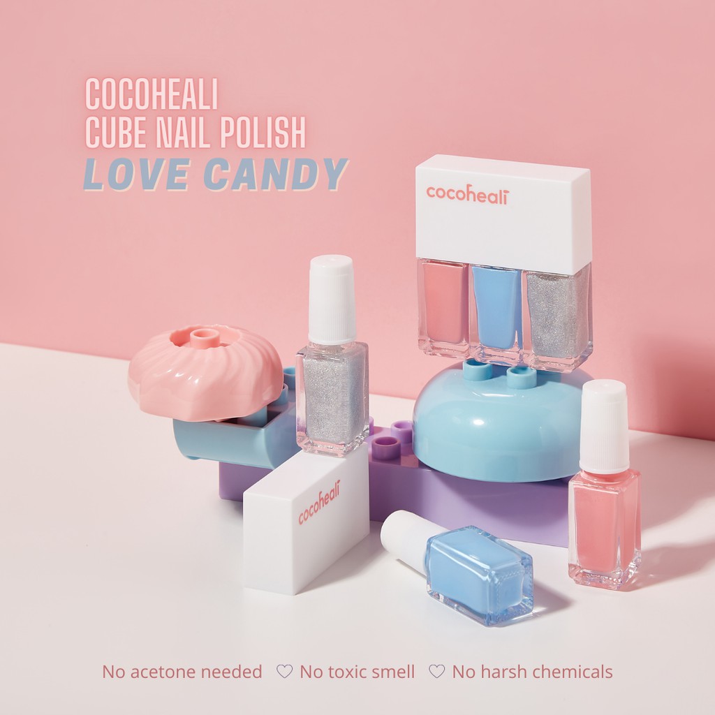 COCOHEALI Cube Nail Love Candy 13.5g สีทาเล็บปลอดภัยไร้สารอันตราย 100% เด็กทาได้ คุณแม่มั่นใจ ลอกออกได้ ไม่ต้องล้าง ไม่มีกลิ่นฉุน